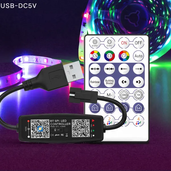USB 5V Music Function App Control Addressable SPI Mini Pixel LED Controller for Dream Color Strip WS2812