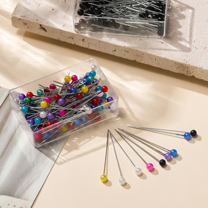Épingles à coudre colorées avec têtes rondes en verre pour la confection et la couture, ensemble d'outils - Product Image 3