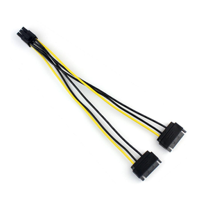 Dual 2 SATA 15 Pin Male untuk Pci-E Express Card 6 Pin Pria Grafis Kartu Video Kabel 20Cm - Product Image 6