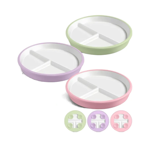 Assiette bébé en porcelaine avec assiette en porcelaine en silicone Assiettes blanches en porcelaine pour enfants avec manchons en silicone - Product Image 1