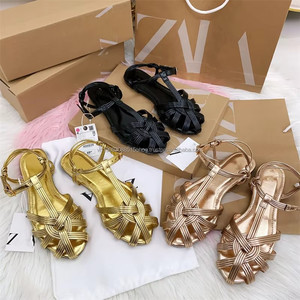 Nuevas Llegadas 2026: Sandalias de Cuero de Lujo para Mujer, Clásicas Tejidas Planas para Verano y Exteriores - Product Image 2