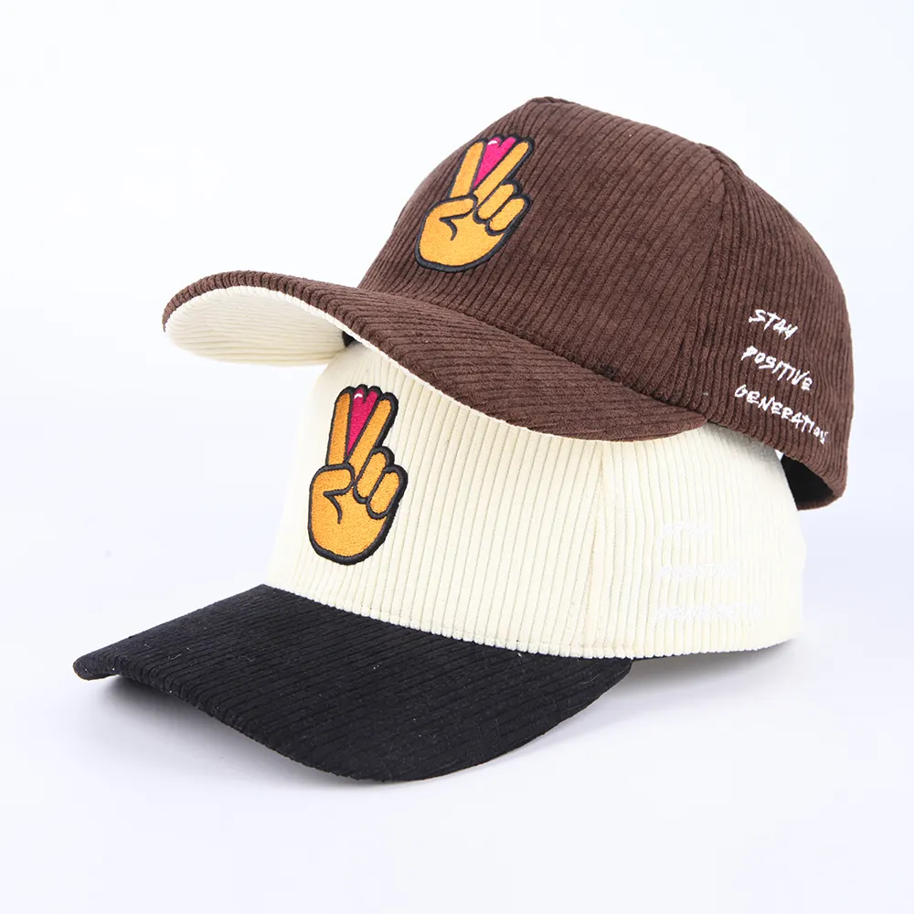 Nakış Logo 5 Panel beyzbol şapkası s ile özel yüksek kaliteli kadife kumaş beyzbol şapkası