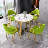 Petite table à manger ronde grise, moderne et luxueuse, 4 chaises, table de conférence pour 4 personnes