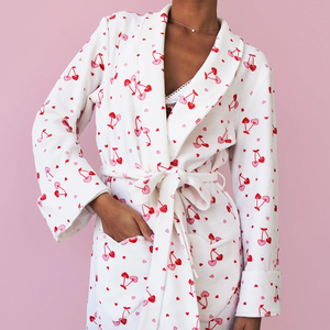 Bata estampada hasta la rodilla <span class=keywords><strong>para</strong></span> mujer, albornoz largo de invierno, bata de <span class=keywords><strong>dormir</strong></span> esponjosa con estampado en forma de corazón <span class=keywords><strong>para</strong></span> adultos - Product Image 3