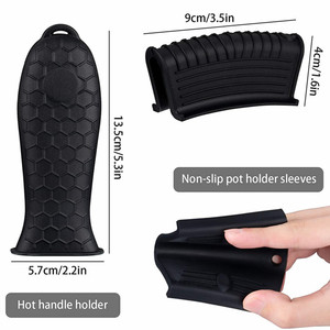 4 Pack Silicone Hot Handle Holder, Assist <b>Pan</b> Handle Sleeve Pot Holders <b>Cast</b> Iron Skillets Handles Grip Covers - Product Image 3
