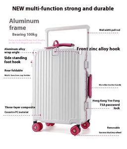 2025 חדש 20 אינץ 'מחשב טרולי מזוודה רחבה-מטען מנעול נושאת גלגל לשאת על מטען אלומיניום ידית עור - Product Image 2