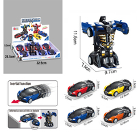 HW Coche Deportivo de Plástico ABS con Fricción, Bugatti Genial, Transformable en Robot, Juguete de Policía de Carreras con Inercia, 8 piezas/caja