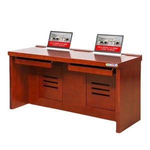 Escritorio de entrenamiento abatible con borde de madera maciza y pantalla oculta, escritorio de oficina para computadora XD 07 - Product Image 2