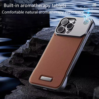 Coque magnétique anti-chute en cuir sans cadre en métal pour iPhone 17 Pro et Apple 16 Pro, la plus vendue, avec fonction aromathérapie