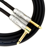 Câble de guitare à angle droit 10 pieds, prise coudée vers droite chromée moletée, gaine noire pour pédalier compact, idéal pour usine