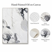 Peinture abstraite à la spatule, faite à la main, noir et blanc, grande toile texturée, vente en gros, sans cadre, pour galerie, déclaration artistique murale