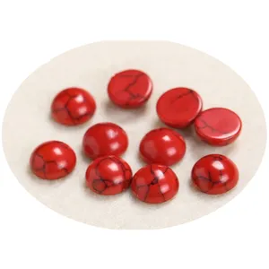 4 \ 6 \ 8 \ 10 \ 12MM cabochon di pietre preziose perline di pietra sintetica naturale cabochon di turchese rosso per bracciale con collana di orecchini