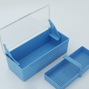 Dental Instrument Soaking Tray <b>Blue</b> Sterilization <b>Box</b> With Lid And Perforated Insert For Cleaning And <b>Storage</b> - Product Image 1