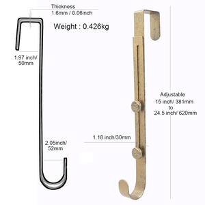 Heavy Duty Adjustable Length Metal <strong>Wreath</strong> Hook Over the <strong>Door</strong> Large <strong>Wreath</strong> <strong>Hanger</strong> <strong>for</strong> Christmas Decor ISO Certified - Product Image 3