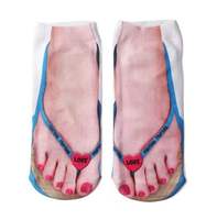 Mode femmes filles chaussettes imprimées 3D drôles tongs Design chaussettes sandales nouveauté