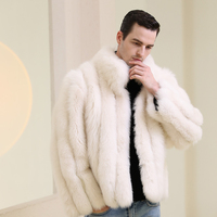 Veste en fourrure de renard blanc pour homme, style classique simple, prix d'usine, veste en fourrure de renard véritable pour homme