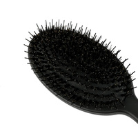 Brosse à cheveux en poils de sanglier naturel, outil de démêlement pour les cheveux, coussin ovale et lisseur, en Nylon