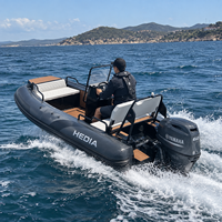 Bateau pneumatique semi-rigide Transea 1,2 mm PVC 13 pieds avec plateforme en aluminium, bateau de pêche gonflable