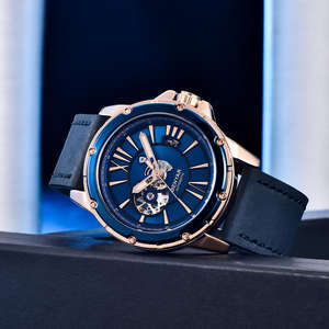 BENYAR 5183 Reloj de cuarzo de acero inoxidable resistente al agua 30ATM para hombre, reloj de pulsera cronógrafo de cuero a la moda, Reloj de cristal de 22mm - Product Image 2