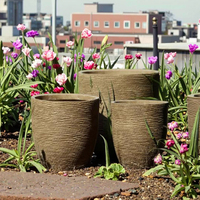 Pot Bunga Multi-warna Terlaris untuk Taman Luar Ruangan, Pot Tanam dari Fiber Clay dengan Lapisan Glaze dan Lubang Drainase