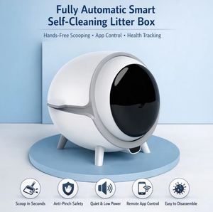 Bac à litière électrique pour chat Easy Clean 65L, entièrement fermé, ABS, capteurs de sécurité intelligents, surveillance à distance par application, contrôle des odeurs, respectueux de l'environnement - Product Image 2