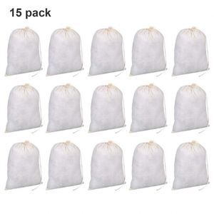 Custom Printed Cotton Muslin <b>Bags</b> with <b>Drawstring</b> Natural Color and Striped Pattern Foldable Durable for Packaging Promotions - Product Image 2