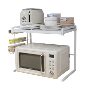 Rak dapur 2 tingkat dapat diperpanjang, rak dapur tugas berat dengan kait, dudukan <span class=keywords><strong>Microwave</strong></span>, pengatur dapur - Product Image 1