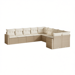 Ensemble de canapés de jardin modulaires en rotin PE beige, mobilier d'extérieur, 10+ places, design contemporain - Product Image 1