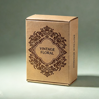 Boîte cadeau vintage à imprimé floral, boîte en carton ondulé kraft avec logo personnalisé pour produits faits à la main