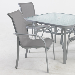 Leisure Modern Aluminum <b>Dining</b> Chair Sling Stacking Garden <b>Set</b> Outdoor Park Courtyard Gym Farmhouse Hall Villa No <b>Folded</b> - Product Image 5