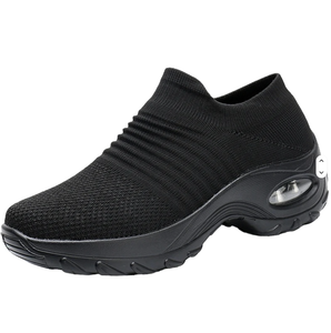 Mocassins compensés matelassés pour femmes, antidérapants, avec soutien de la voûte plantaire, en tissu de coton, pour le travail estival - Product Image 1