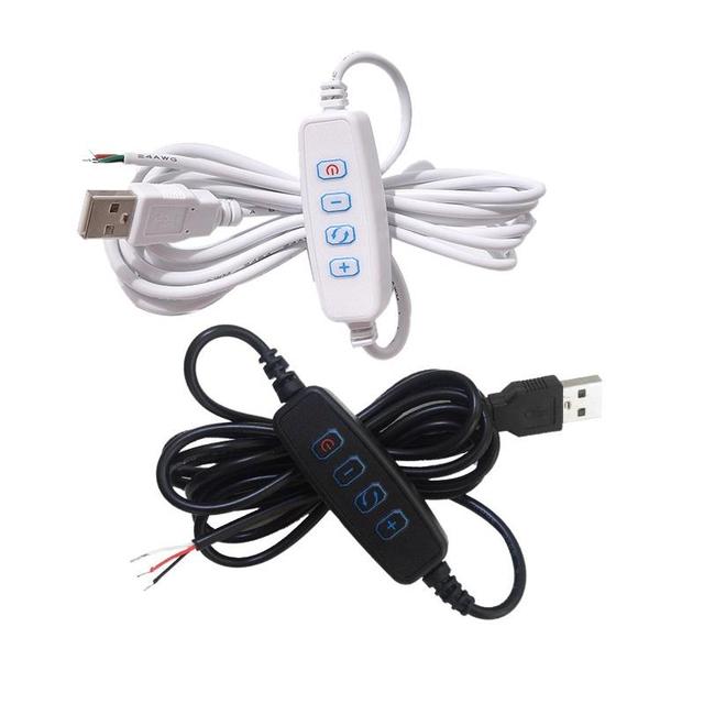 Wholesale USB to Open End Wire 3 Way 5V Led Light Cable Color Dimmer Switch Power Strip White Black USB Switch Power Cable