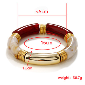 Pulsera de moda ecológica, brazalete de resina de mármol de colores de estilo bohemio con cuentas de tubo espaciador y tubo curvo acrílico, venta al por mayor - Product Image 6