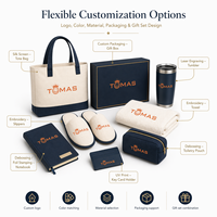 Ensemble de cadeaux d'accueil pour les clients d'hôtel et de resort, robe, pantoufles, trousse de toilette, sac fourre-tout, articles cadeaux VIP avec logo personnalisé