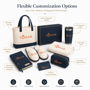 Hotel Resort Guest Welcome Amenity Gift Set Custom Logo Robe Slippers Toiletry Pouch Tote Vip Gifts Items - Product Image 4