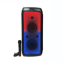Micrófono Inalámbrico Portátil de 8 Pulgadas para Exteriores, Altavoz de Karaoke Compatible con APP, Iluminación LED RGB, Salida de 60 W, Batería de 3600 mAh, 5.0