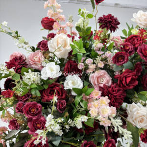 Nuevo FONDO DE FLORES ARTIFICIALES de alta calidad, arreglo de arco redondo de flores rojas para propuestas, Año Nuevo, Navidad - Product Image 4