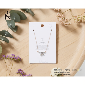 Collana con Ciondolo Zodiacale Gemelli in Acciaio Inossidabile, Gioiello di Moda - Product Image 3