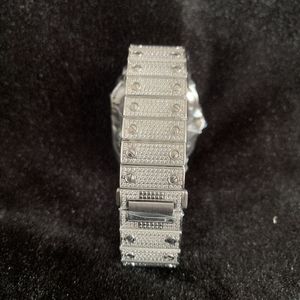 Reloj de Lujo Estilo Hip Hop con Incrustaciones de Diamantes, Mecánico Automático, con Correa de Goma, Caja de Acero Inoxidable, Esfera con Diamantes VVS Moissanite, Probador de Diamantes - Product Image 3