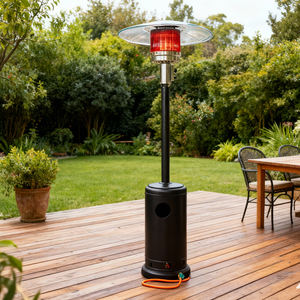 תנור פטיו נייד מפלדת אל-חלד מודרני, מופעל בגז פרופאן, לשימוש חיצוני בגינה, בצורת מטריה - Product Image 5