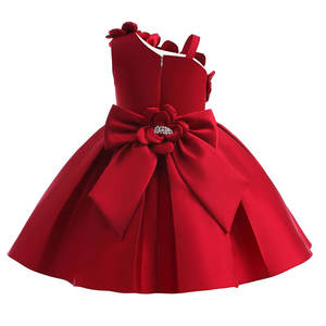 Girls <b>Satin</b> Party Dress Handmade Flower Detail <b>Pleated</b> <b>Skirt</b> Kids Formal Dress Wholesale for Kid 1 - 12 years - Product Image 2