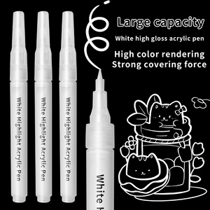 Vendita calda Logo personalizzato <span class=keywords><strong>acrilico</strong></span> penne di vernice bianca-punta del pennello morbido evidenziano <span class=keywords><strong>pennarello</strong></span> <span class=keywords><strong>bianco</strong></span> per la pittura - Product Image 1