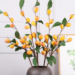 QIHAO Branche de Loquat Artificielle 95,5 cm en PVC Souple pour Décoration Intérieure et Accessoires Photo - Product Image 2