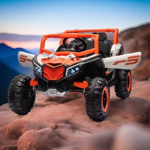 Mobil elektrik anak-anak bertenaga baterai 12V kendaraan berkendara luar ruangan dengan 2 kursi berlisensi terbuat dari plastik tahan lama - Product Image 1