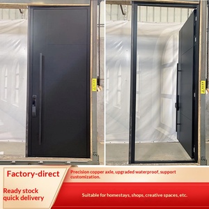 Puerta de entrada de aluminio con cristal personalizado, puerta americana de diseño no centralizado, procesamiento para villas y edificios, puerta de entrada para el hogar. - Product Image 1