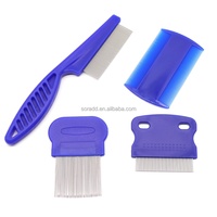 Prix direct usine Kit de toilettage pour chats, chiens et petits animaux en acier inoxydable et plastique, peigne anti-puces et poux à dents arrondies pour taches lacrymales