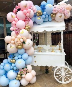 Blue Pink Gender Reveal Balloon Arch Garland Kit Gender Reveal Party Supplies Balloons With Butterfly For Baby Shower Party Deco