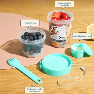 BOTu portátil <span class=keywords><strong>desayuno</strong></span> ensalada taza cereal tuerca yogur contenedor reducido vegetal fruta taza tapa cuchara dos capas avena fiambrera - Product Image 6