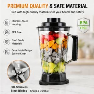 Nueva Licuadora 3 en 1 de Acero Inoxidable BF-5042, 10+ Velocidades, 1500W de Potencia, Uso Comercial, Múltiples Funciones, Frutas, Verduras, Carne, A++ - Product Image 5