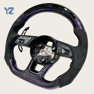 Volant en cuir et fibre de carbone violet et noir YZ pour <span class=keywords><strong>Audi</strong></span> B8 S3 <span class=keywords><strong>S4</strong></span> S5 RS3 RS4 RS5 B8.5 8P 8V B9 C7 A6 A7 RS6 RS7 A8 S6 S7 - Product Image 3
